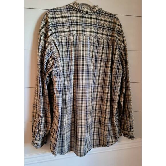 LL Bean Button Down Work Shirt Men's XXL Plaid Blue Green Long Sleeve Minor Flaw - Picture 9 of 12